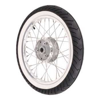 Komplettrad, Alufelge (hinten) 1,50x16 mit Weißwandreifen, Simson S50, S51, S70, KR51, SR4-2, SR4-4